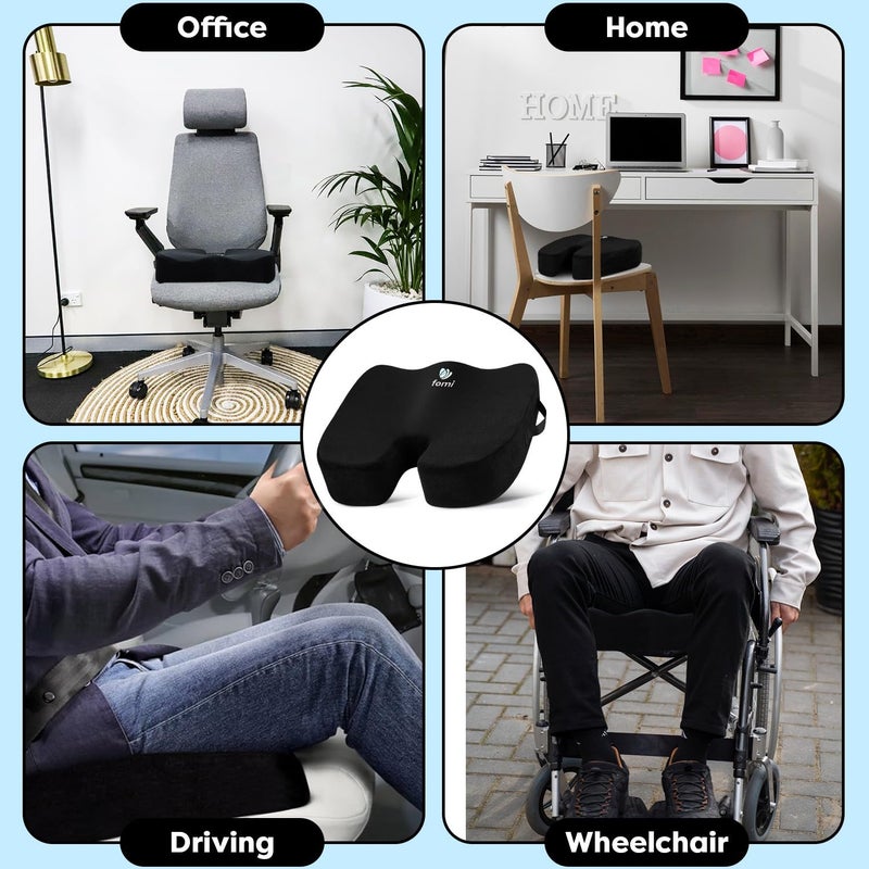 FOMI Extra Thick Firm Coccyx Orthopedic Memory Foam Seat Cushion | Black Large Cushion for Car or Truck Seat, Office Chair, Wheelchair | Back Pain Relief (Black) - Image 4